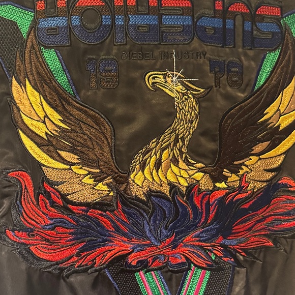 Replay Black Bomber Jacket with Embroidered Design reversible - Picture 3 of 5